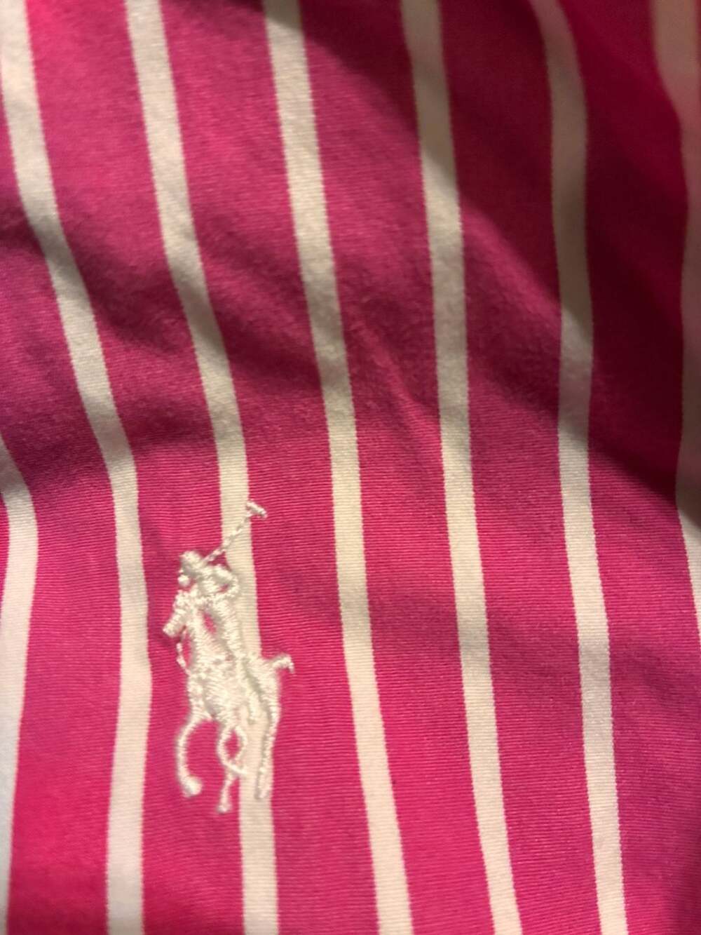 Ralph Lauren Sport Women's Slim Fit Pink and White Striped Long Sleeve Button-Do - Picture 5 of 5